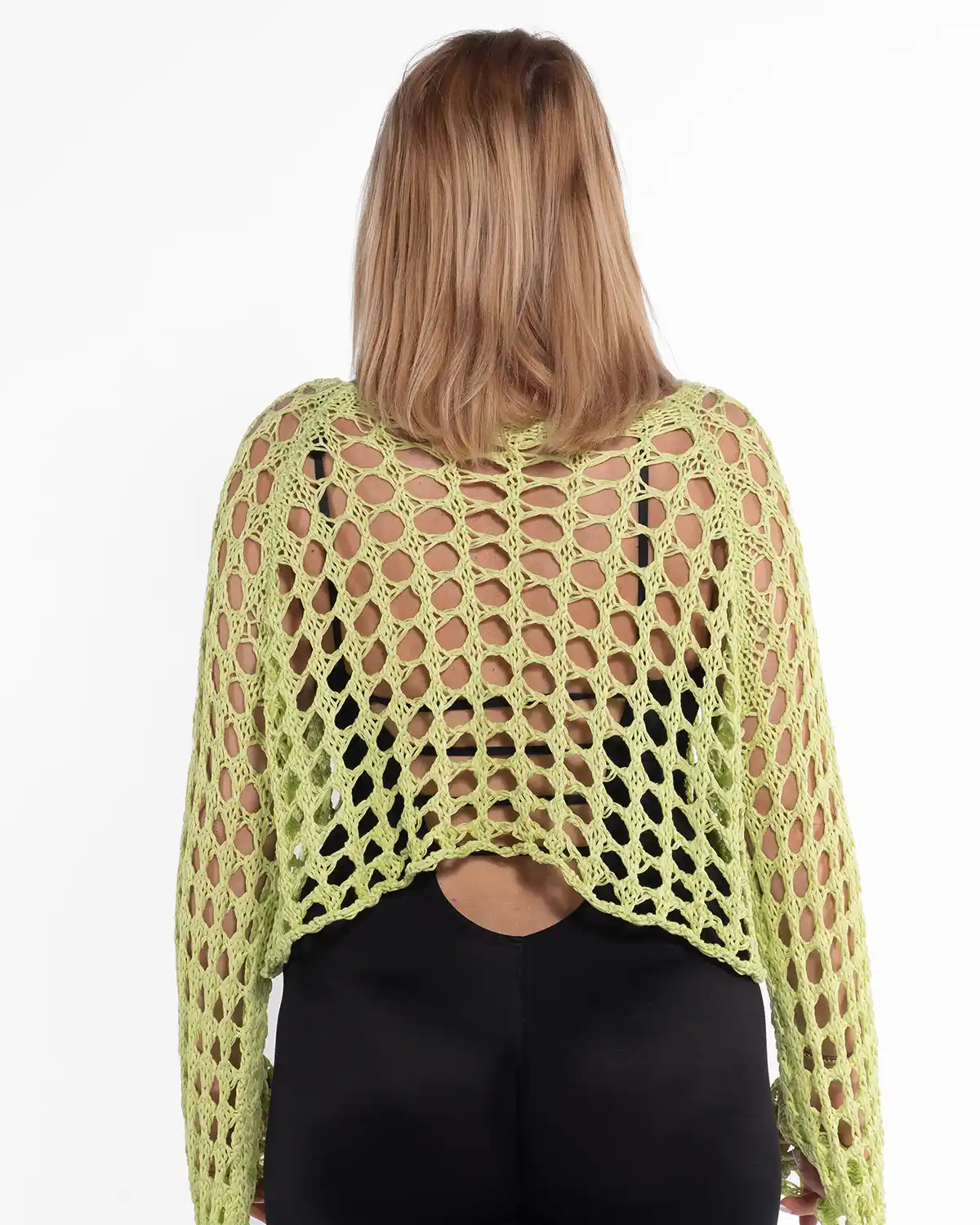 Bluză amplă boho de un lime vibrant cu mâneci batwing [2]