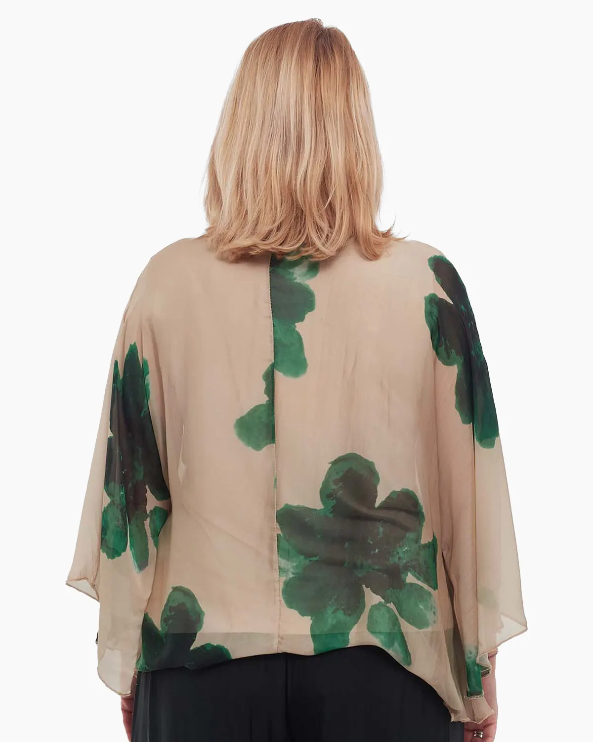 Bluză bej stil kimono cu imprimeu floral elegant [2]