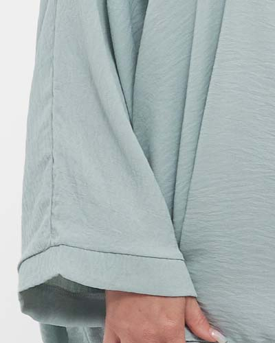 Bluză casual bleu din vâscoză plus-size cu colier inclus [5]