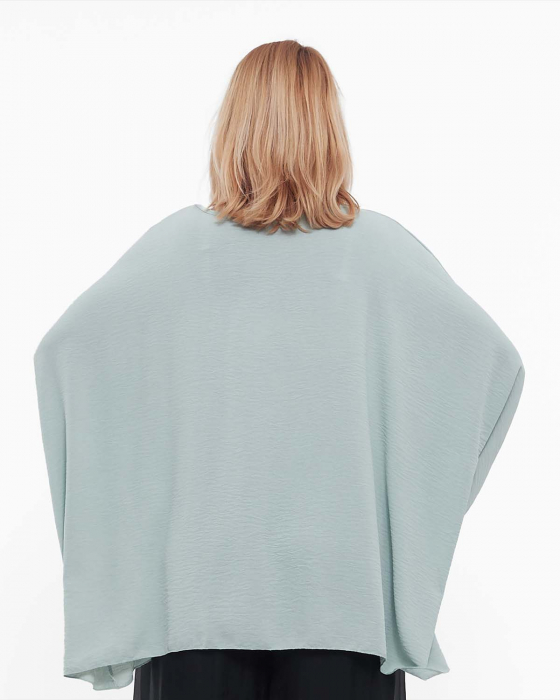 Bluză casual bleu din vâscoză plus-size cu colier inclus [2]