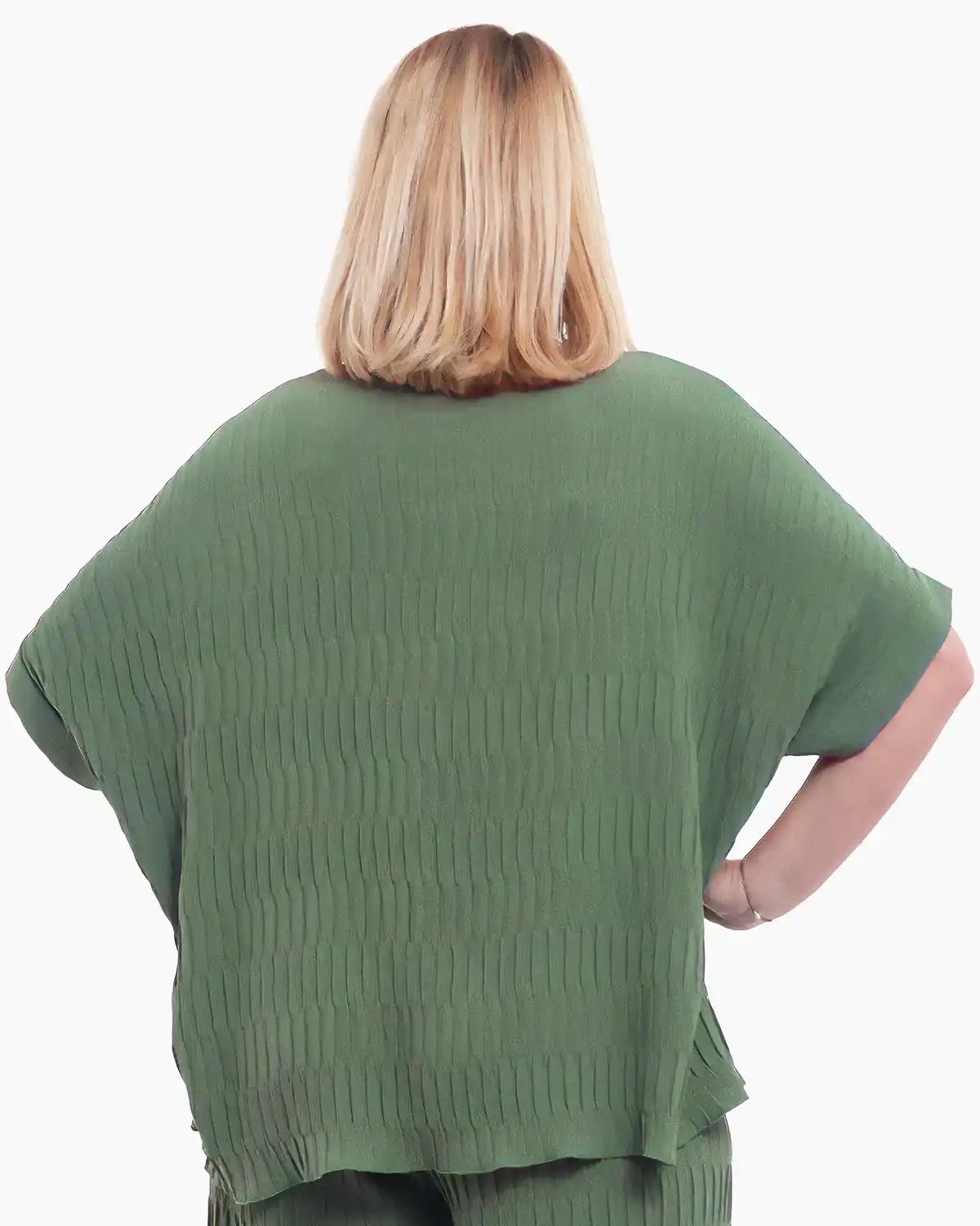 Bluza casual eleganta cu umeri cazuti, croiala lejera, vernil [3]