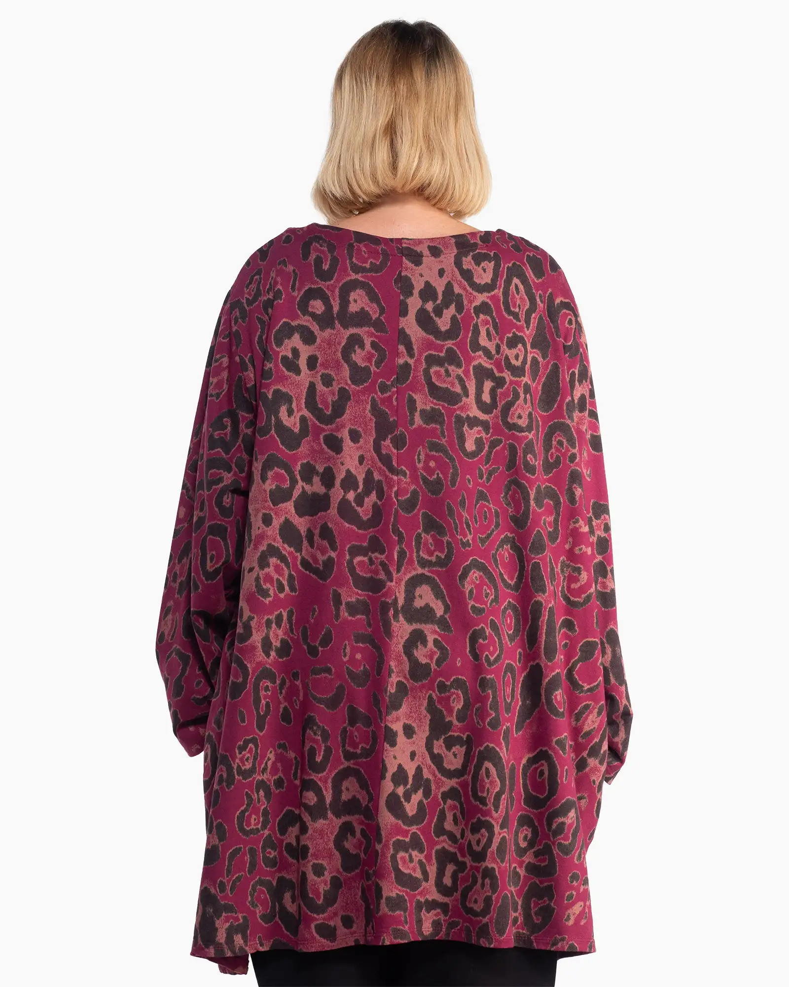 Bluză casual grena cu animal print, definită de o croială lejeră [2]