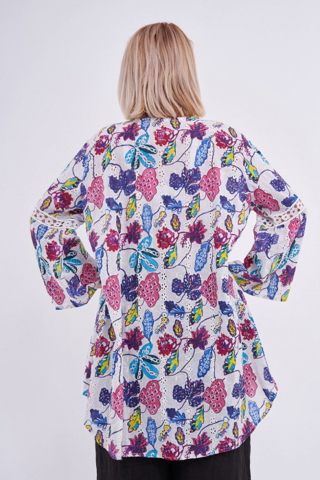 Bluza din bumbac cu dantela si imprimeu violet [2]