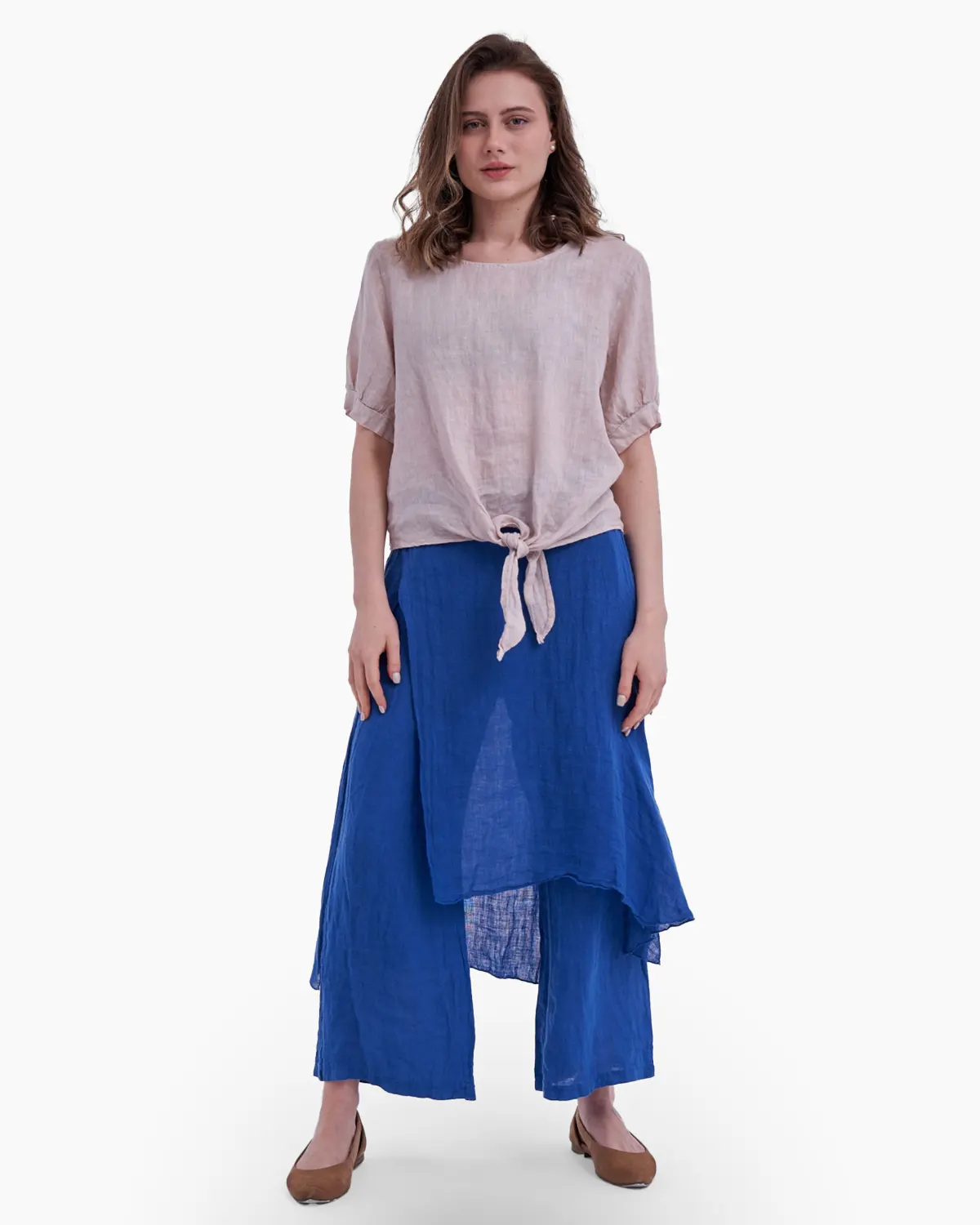 Bluza din in, roz pal [2]