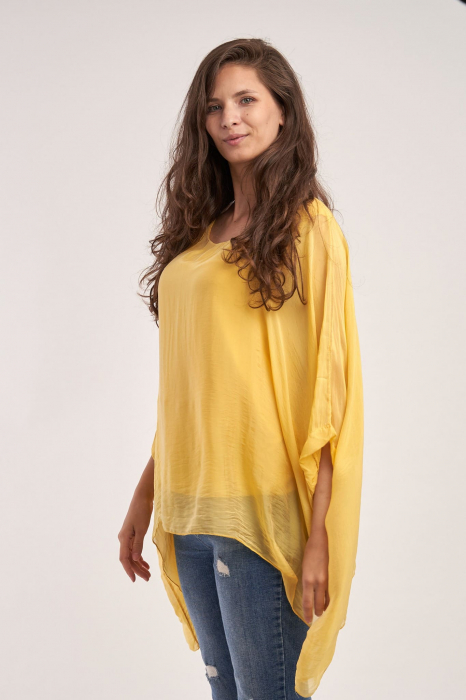 Bluza din matase naturala in colturi, galbena [2]