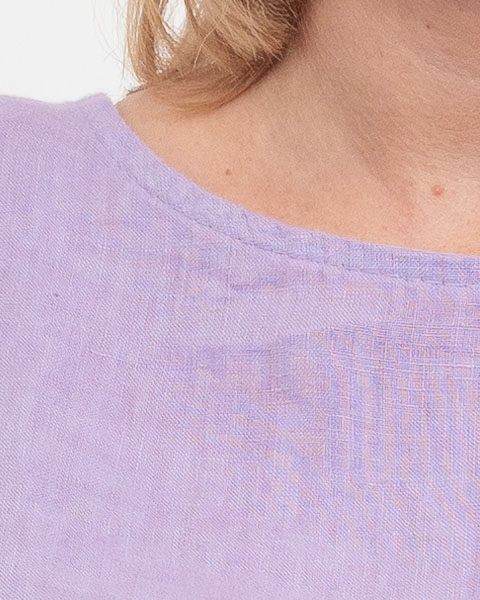 Bluza dreapta lila din in accesorizata la spate cu nasturi [3]