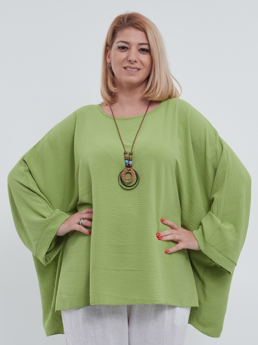 Bluza eleganta model fluture, croiala lejera si versatila, talie unica, cu pandativ inclus, maneci lungi, Vernil [3]