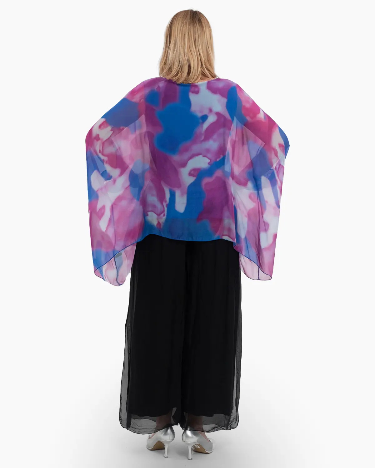 Bluza fluida mov din matase cu imprimeu floral [2]
