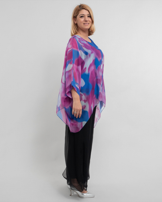 Bluza fluida mov din matase cu imprimeu floral [3]