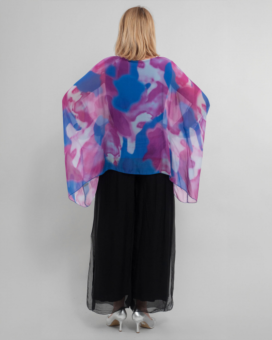 Bluza fluida mov din matase cu imprimeu floral [2]