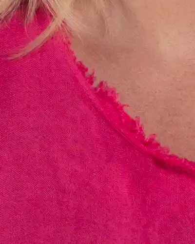 Bluză fucsia vaporoasă din in cu design relaxat și franjuri [3]