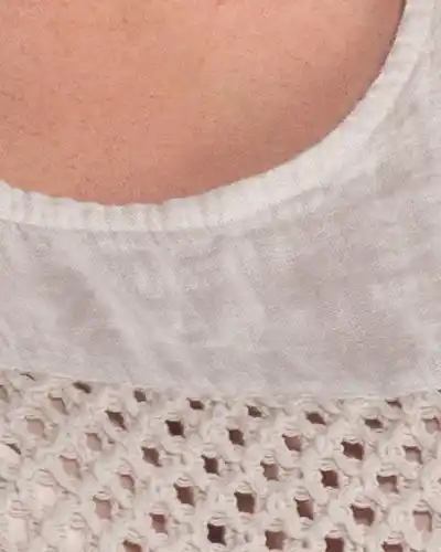 Bluză lejeră bej din in cu flori macrame și mâneci kimono [3]