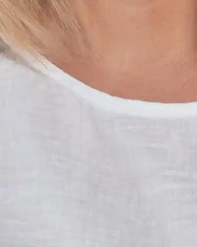 Bluză lejeră din in alb vibrant cu design casual [3]