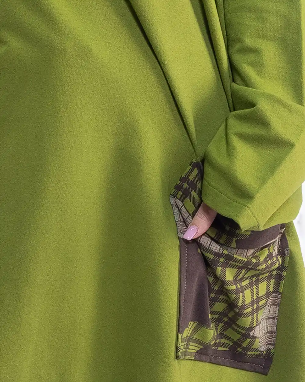 Bluză lungă urban-retro vernil oversize bumbac cu imprimeu și aplicație cu franjuri [4]