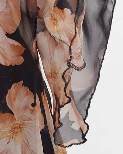 Bluză maro vaporoasă stil kimono cu imprimeu floral [5]