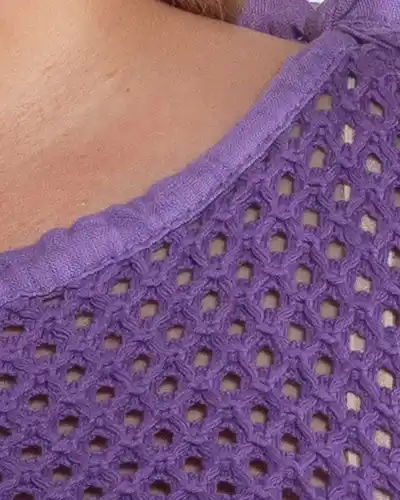 Bluză mov din in cu mâneci kimono și design amplu [3]