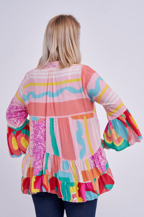 Bluza multicolora pe fond roz [2]