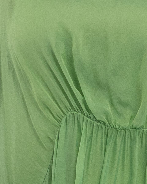 Bluza oversize verde din matase cu detalii feminine stransa sub bust [4]