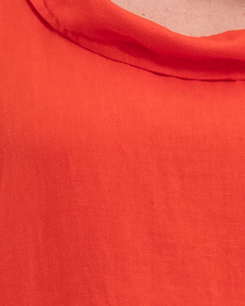 Bluza portocalie din in cu gluga si croi lejer pentru eleganta casual [3]