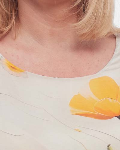 Bluză romantică crem din mătase cu imprimeu floral mărime unică [5]