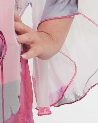 Bluză roz stil kimono elegantă din vâscoză cu imprimeu floral [5]