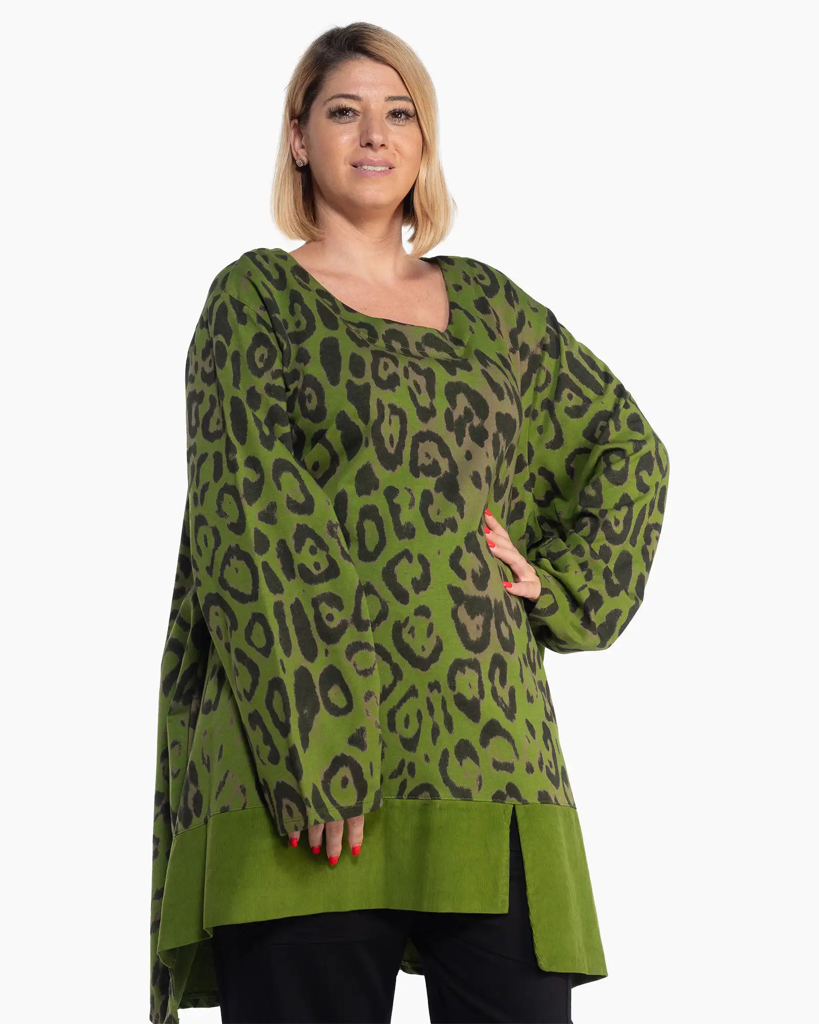 Bluză supradimensionată vernil cu imprimeu animal print [3]