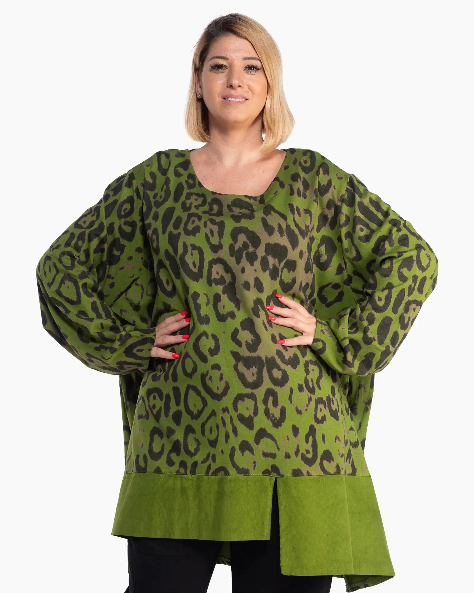 Bluză supradimensionată vernil cu imprimeu animal print [1]