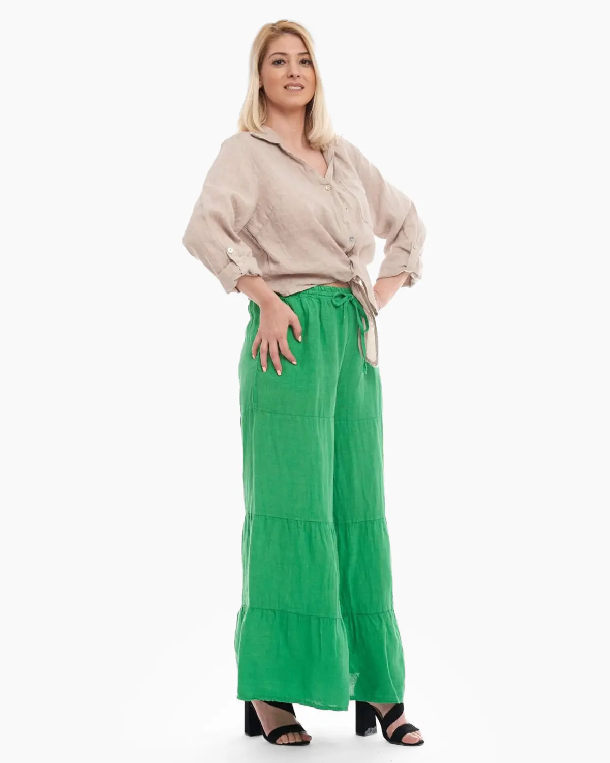 Bluza tip camasa casual din in cu nasturi [2]