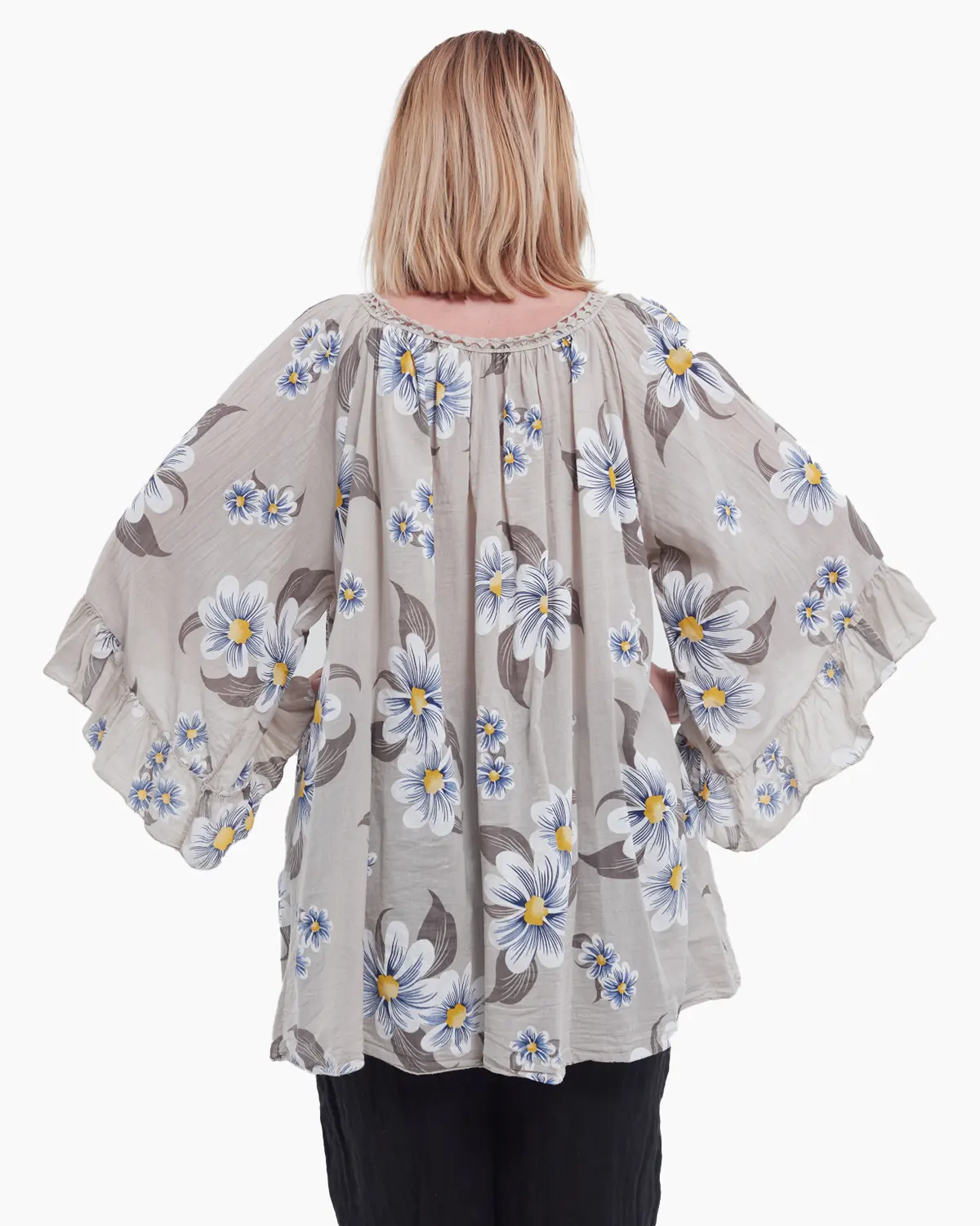 Bluză Tip Ie cu Imprimeu Floral – Bej [3]