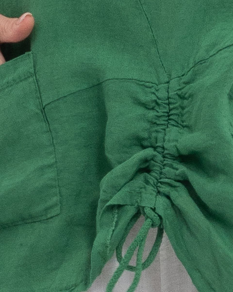Bluza verde din in cu maneci trei sferturi si buzunare [3]