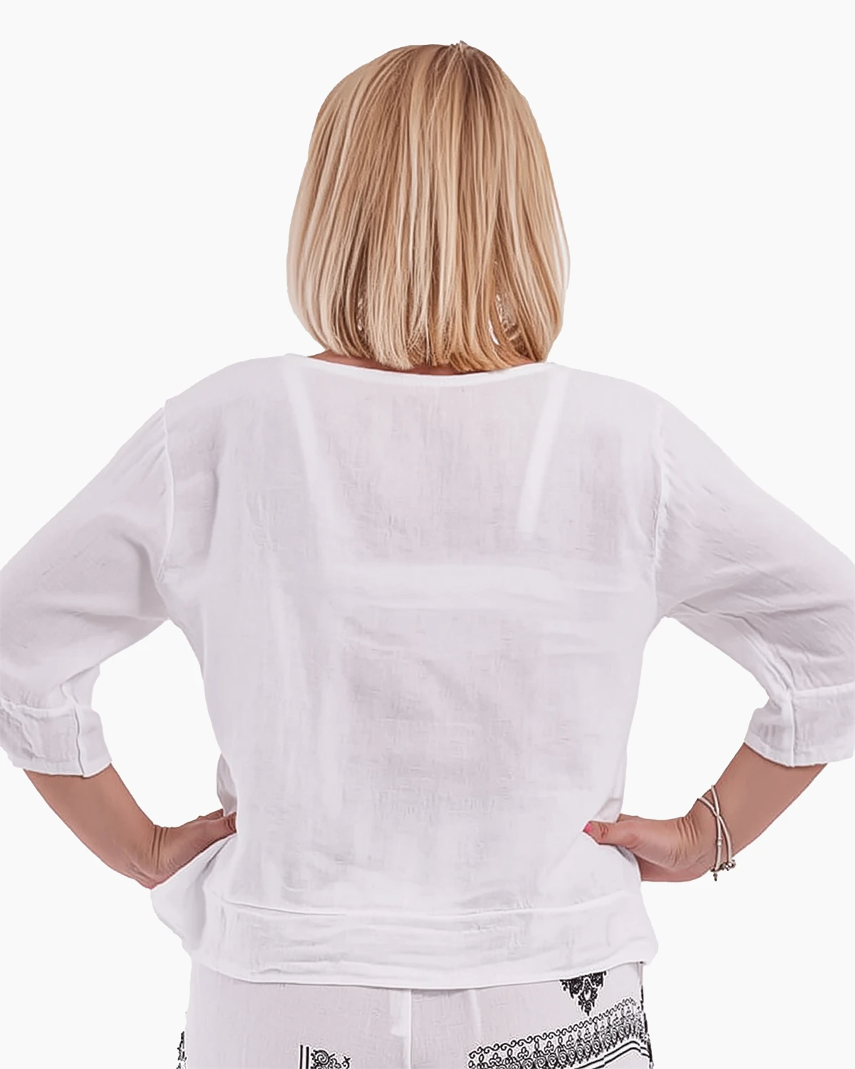 Bluza versatila alba din in cu croi drept [2]