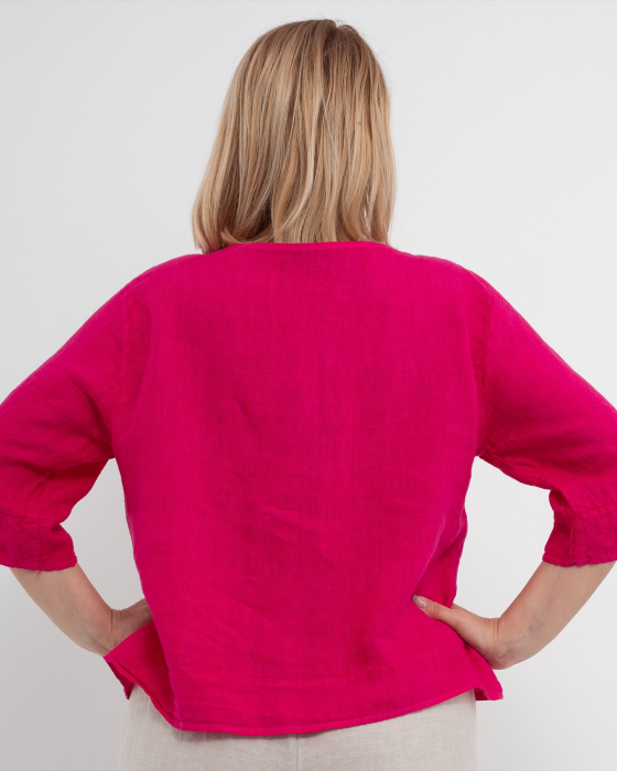Bluza versatila ciclam din in cu croi drept [2]