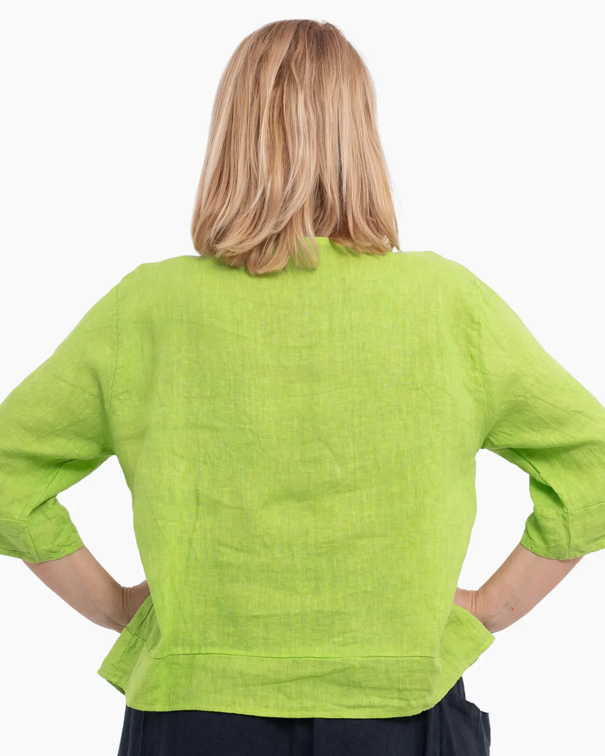 Bluza versatila lime din in cu croi drept [2]