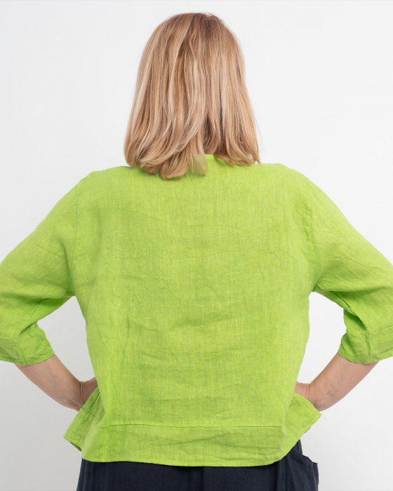 Bluza versatila lime din in cu croi drept [2]