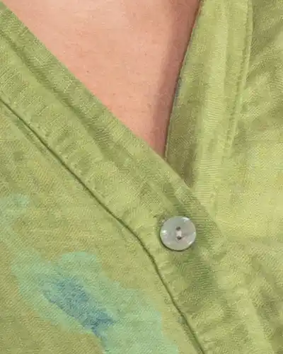 Cămașă boho lime din in cu imprimeu floral [3]