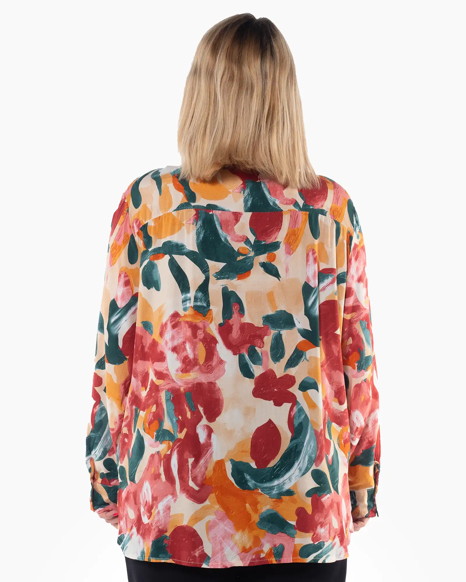Cămașă casual multicoloră cu imprimeu floral și croială lejeră [2]