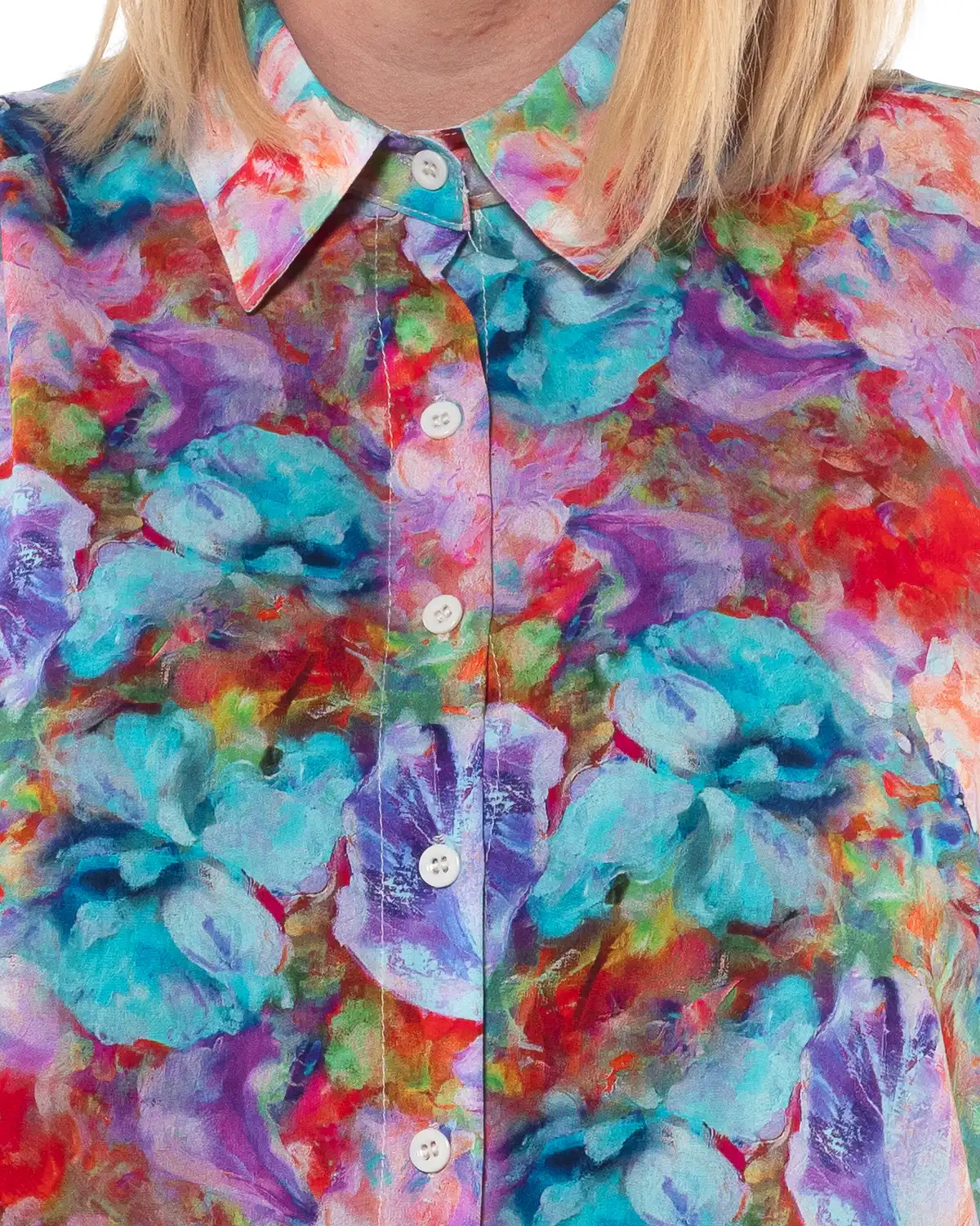 Cămașă lejeră multicoloră cu imprimeu floral și mâneci lungi [4]