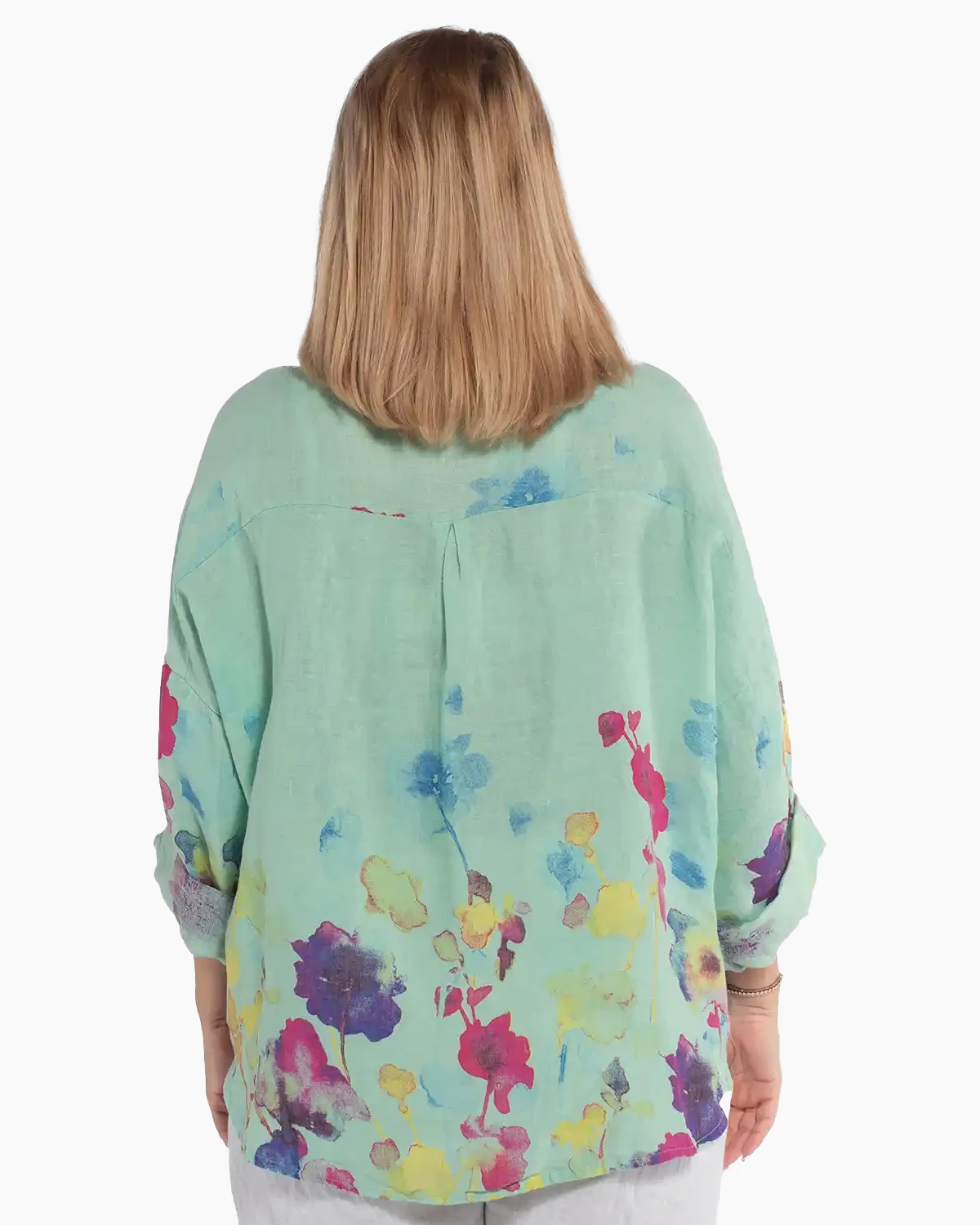 Cămașă vernil din in cu imprimeu floral și design amplu de inspirație boho [2]