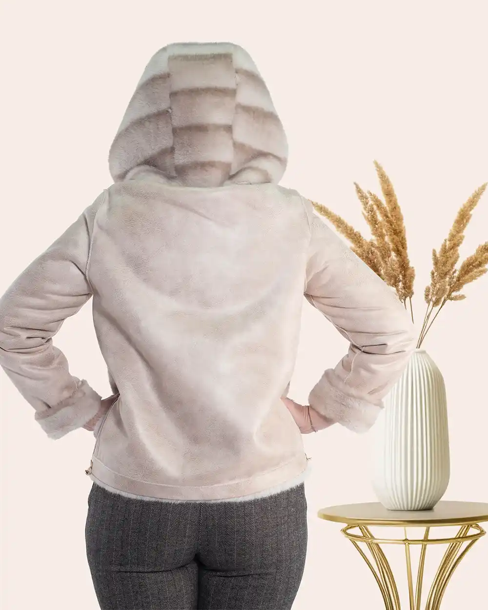 Cojoc scurt reversibil Urban-Chic Creamy Hug blăniță moale cu glugă supradimensionată [2]