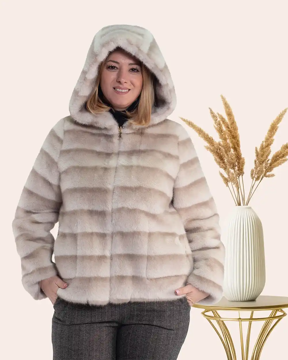 Cojoc scurt reversibil Urban-Chic Creamy Hug blăniță moale cu glugă supradimensionată [4]