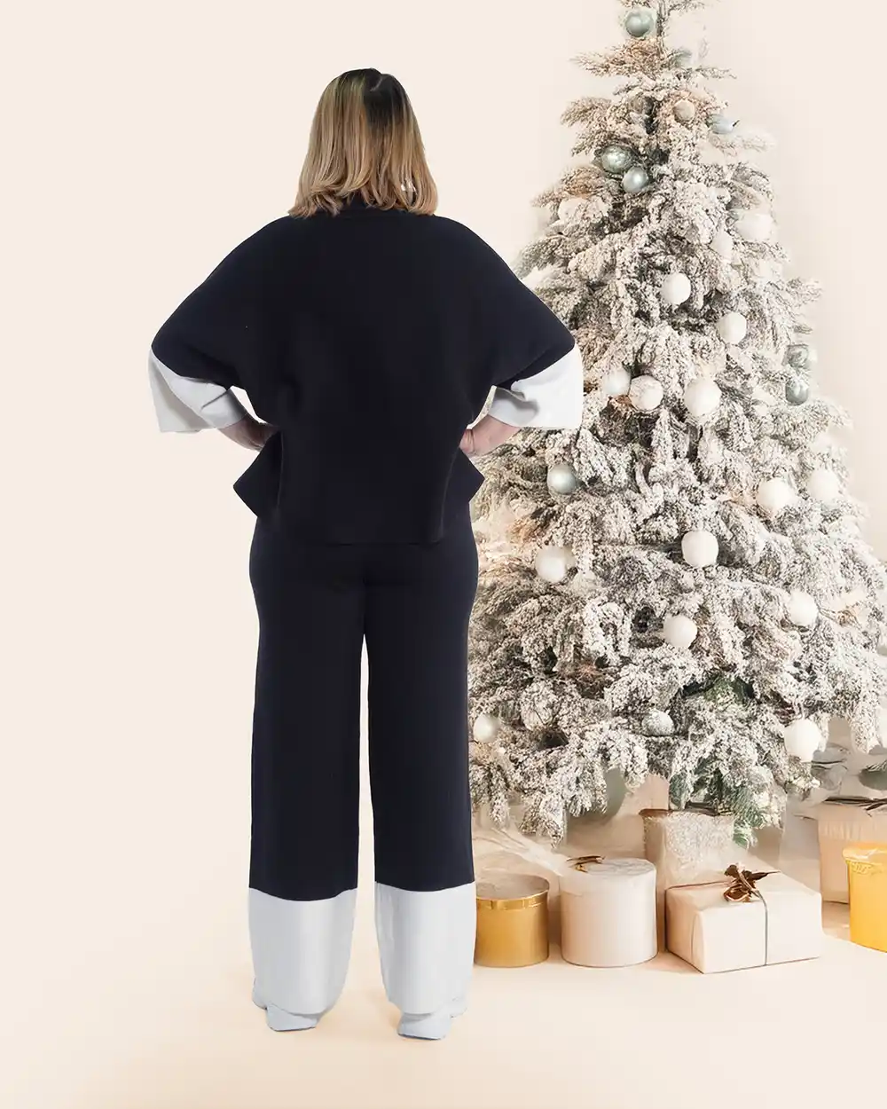 Compleu casual sport vâscoză moale neagră cu bluză și pantaloni [2]