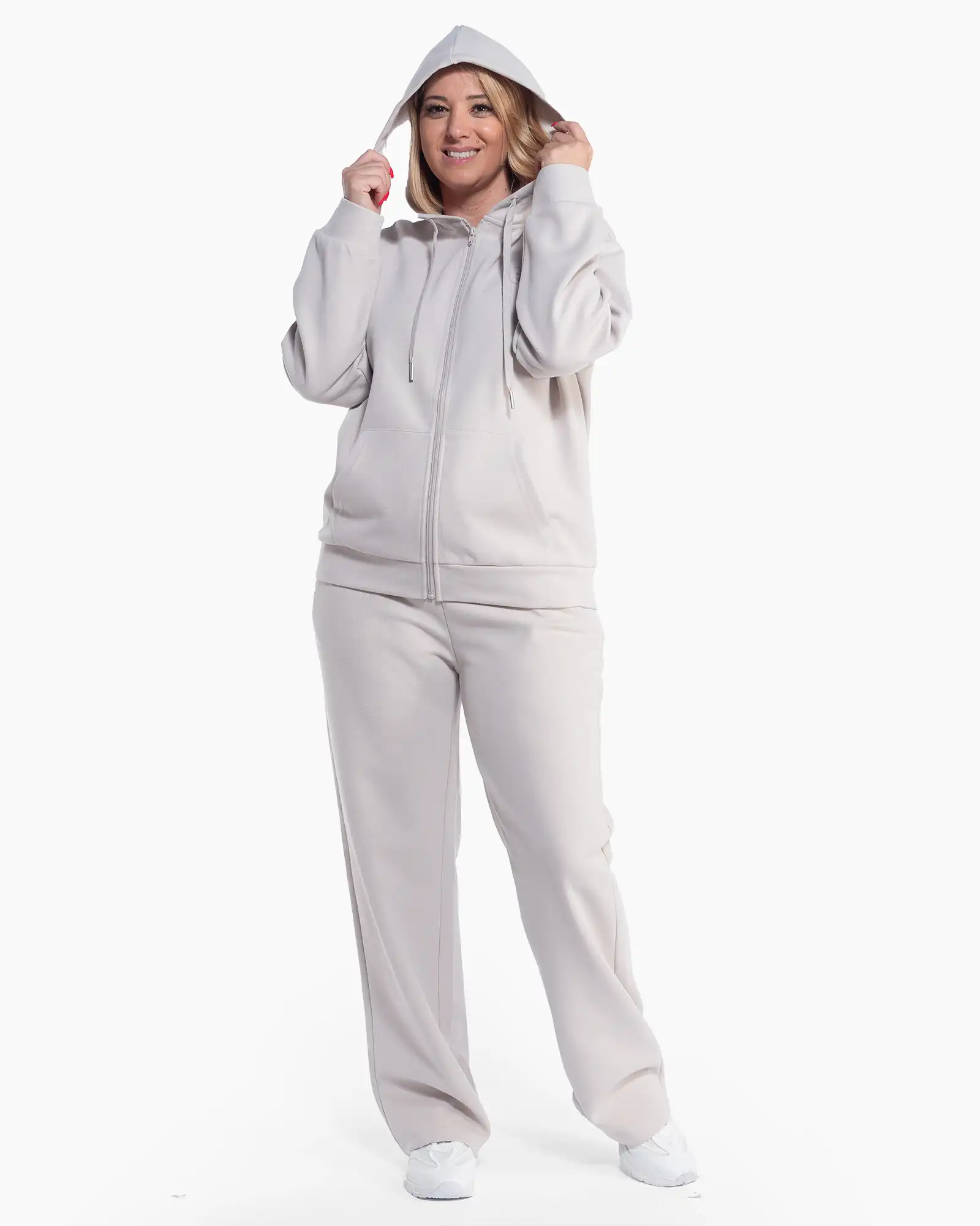 Compleu sport hanorac și pantalon casual alb din bumbac moale [3]