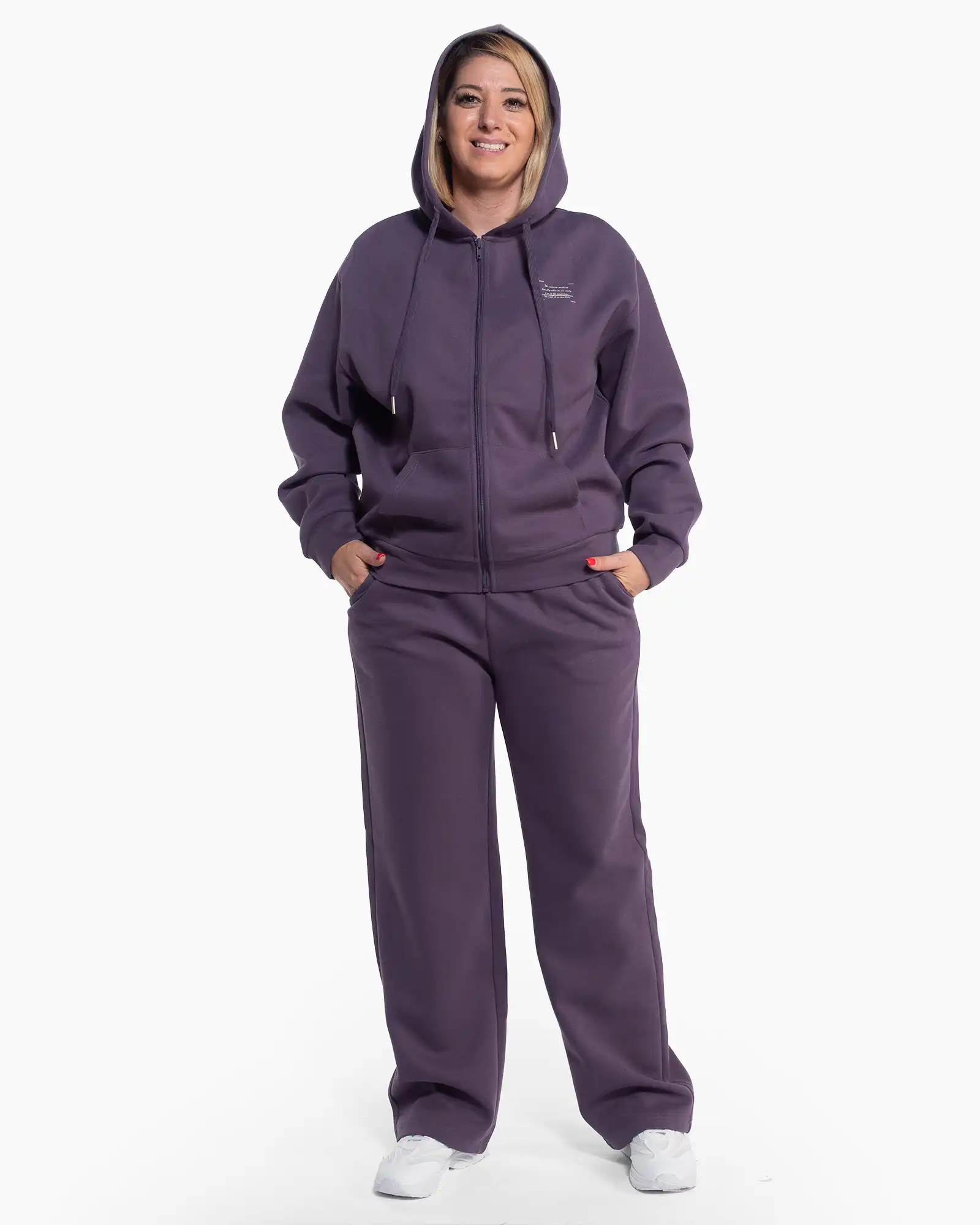 Compleu sport hanorac și pantalon, un compleu mov casual din bumbac moale [3]