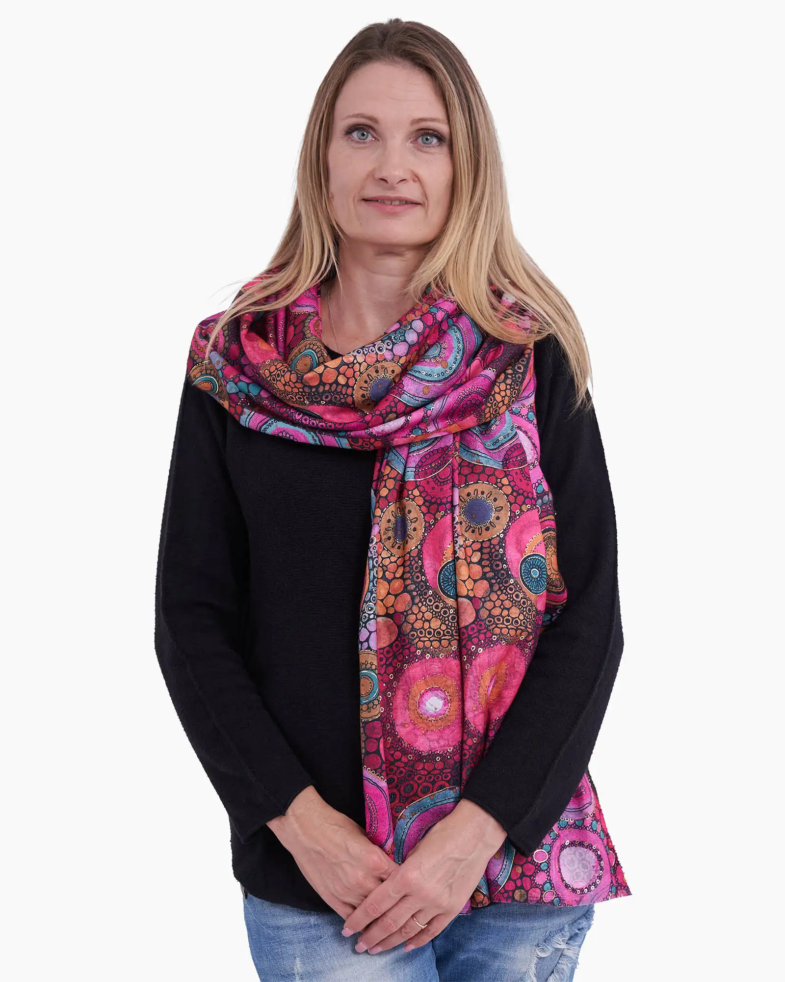 Eșarfă din vâscoză Magdy Byzantium fucsia [2]