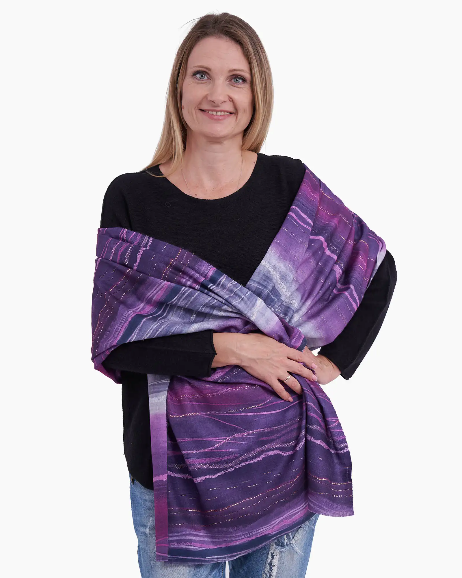 Eșarfă din vâscoză Magdy Toscan mov [2]