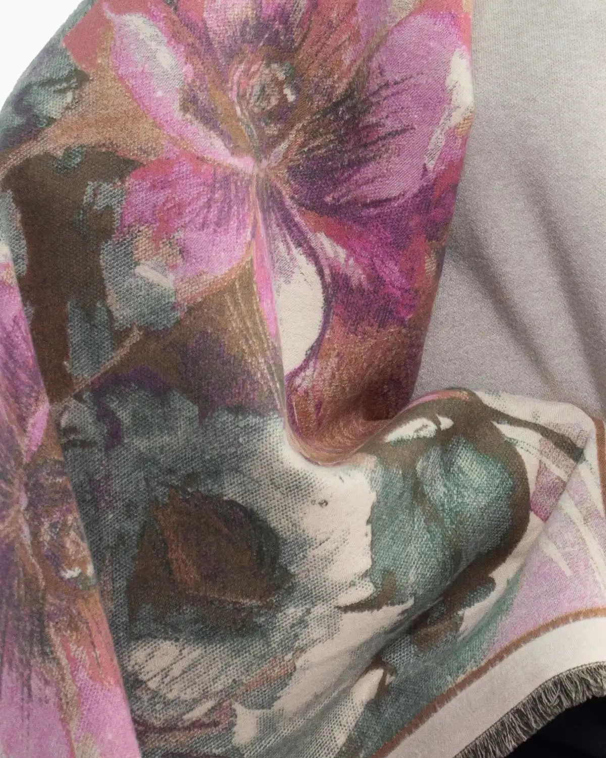 Eșarfă lejeră din lână cu imprimeu floral multicolor [4]