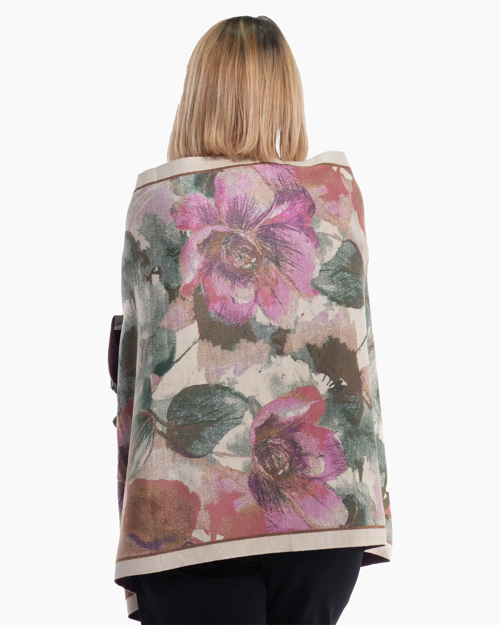 Eșarfă lejeră din lână cu imprimeu floral multicolor [2]