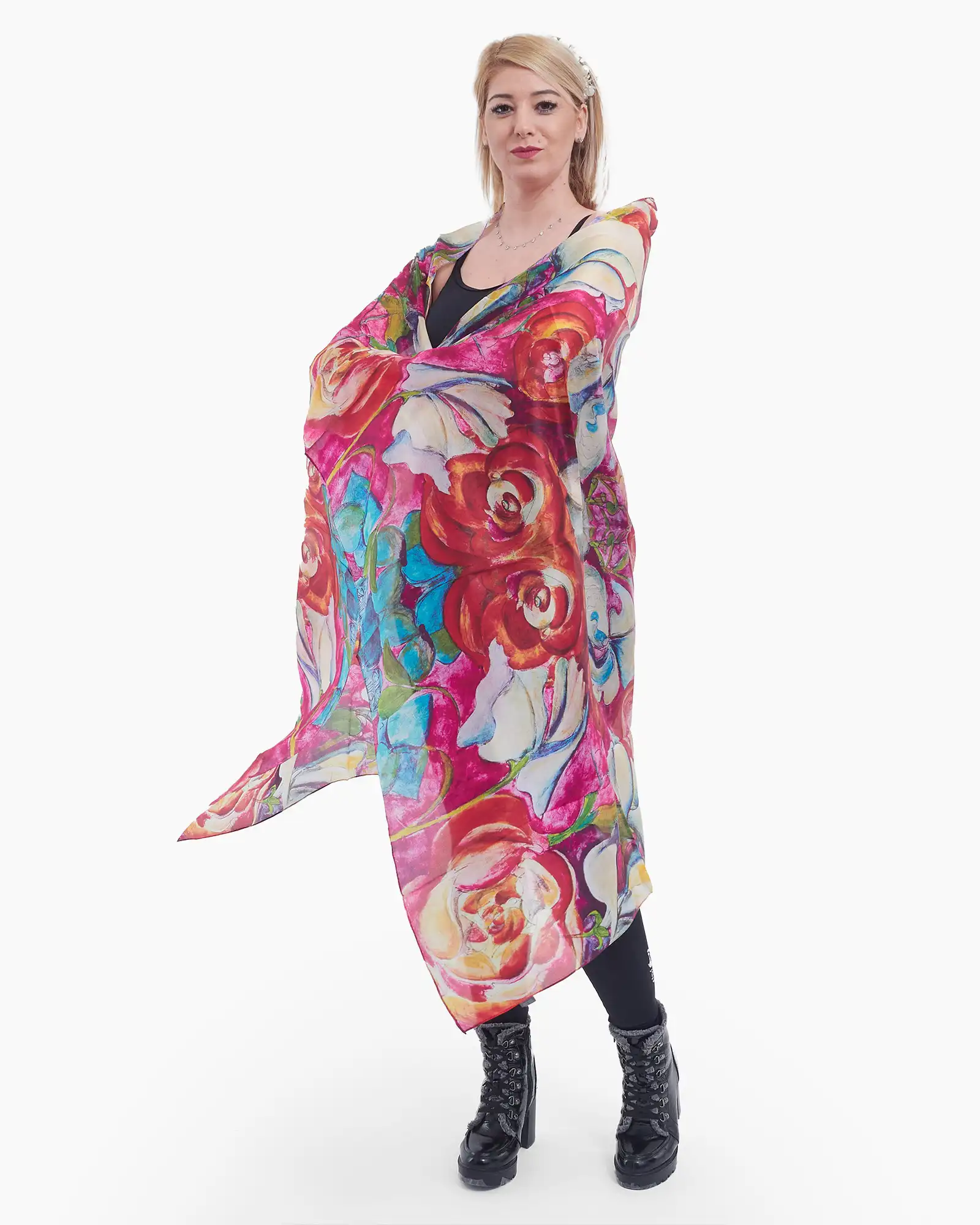 Eșarfă mătase Magdy Firenze multicoloră [2]