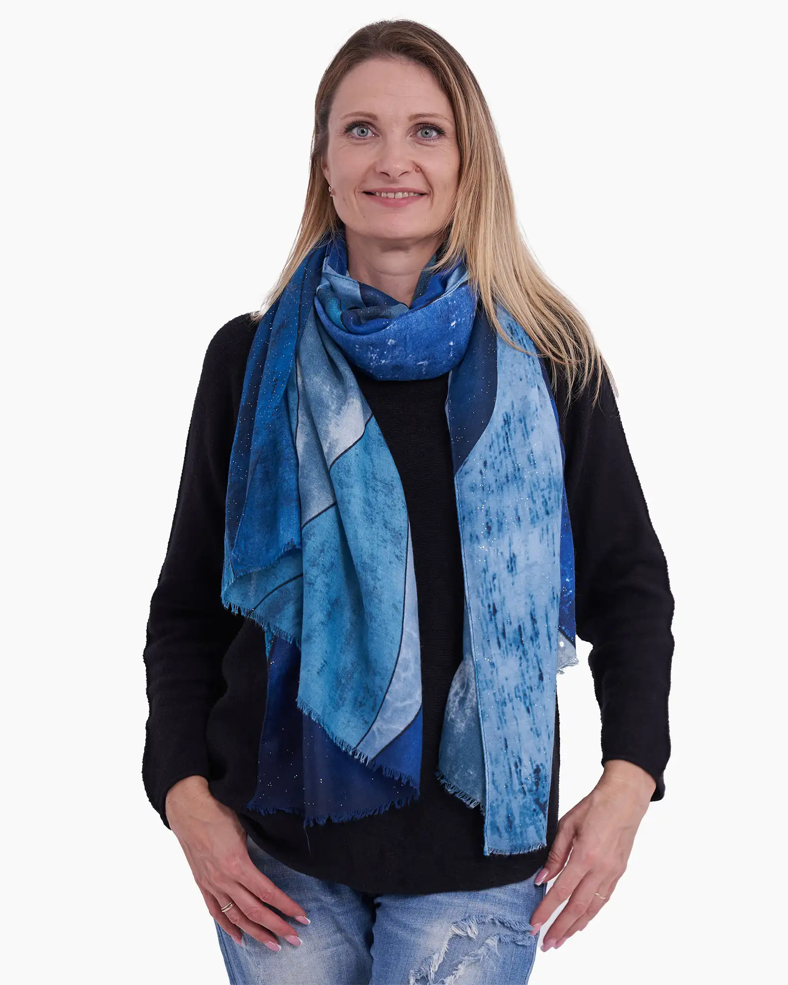 Eșarfă mătase Magdy Serata Lirica albastră [2]