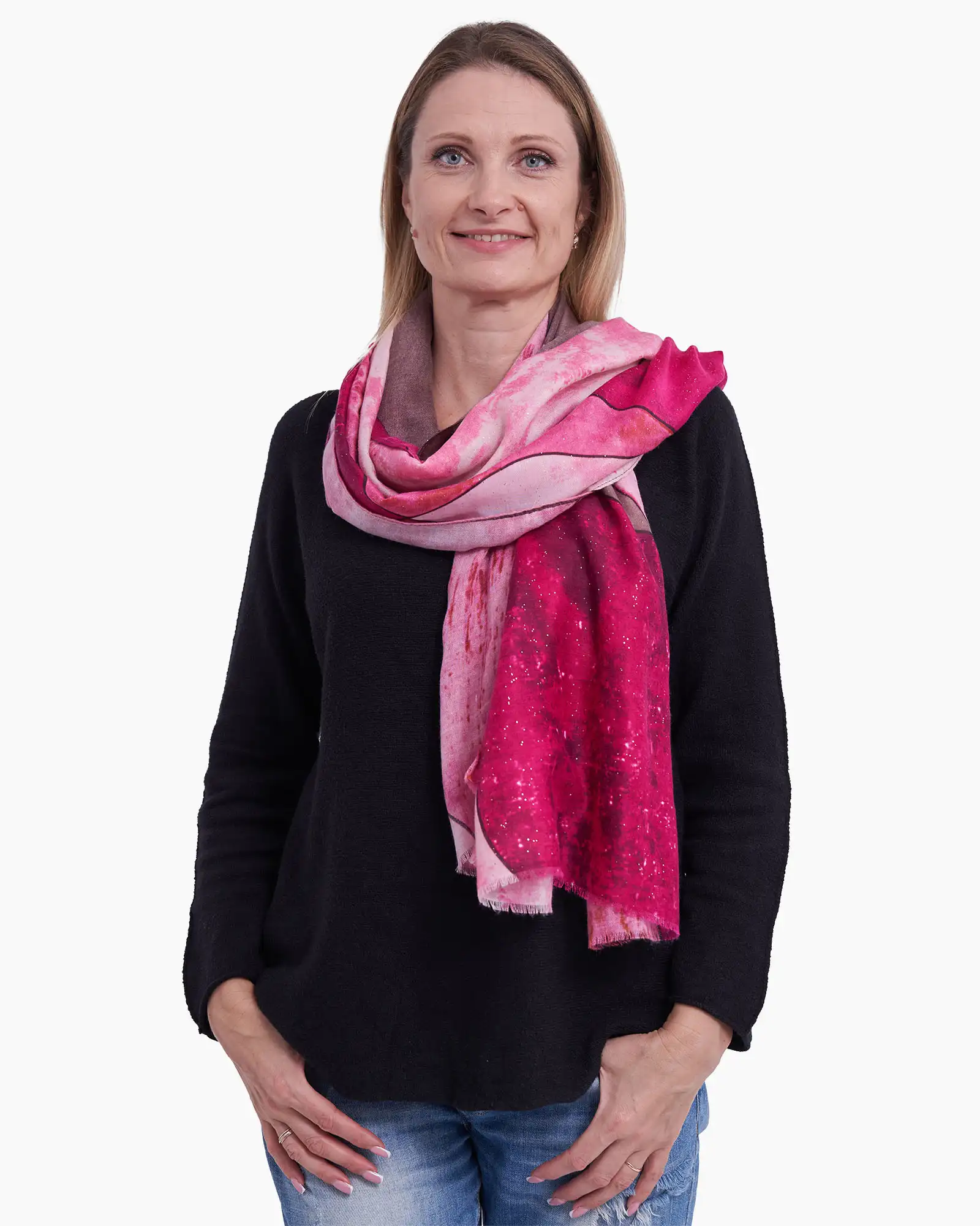 Eșarfă mătase Magdy Serata Lirica fucsia [2]